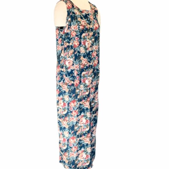 VTG Caroline Wells Sleeveless Dress Floral with attached Necklace Plus Sz #90D - Picture 4 of 7